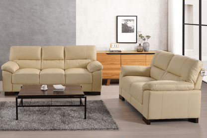 Dalmore Genuine Leather Cream 3 + 2 Seater Sofa Set