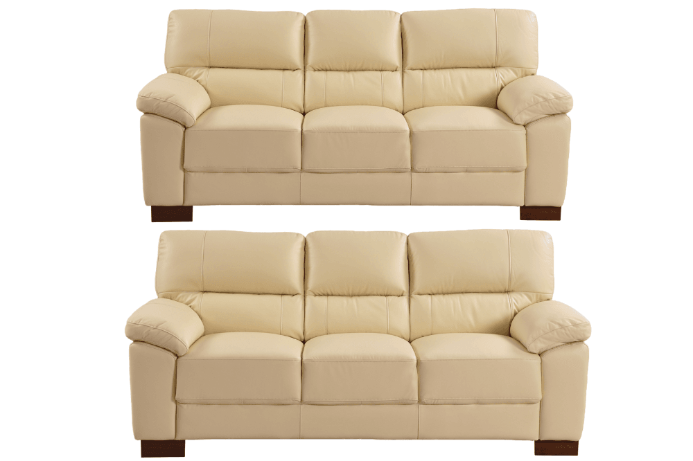 Dalmore Genuine Leather Cream 3+3 Seater Sofa Set