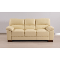 Cream 3-seater sofa front facing in room setting with modern sleek design