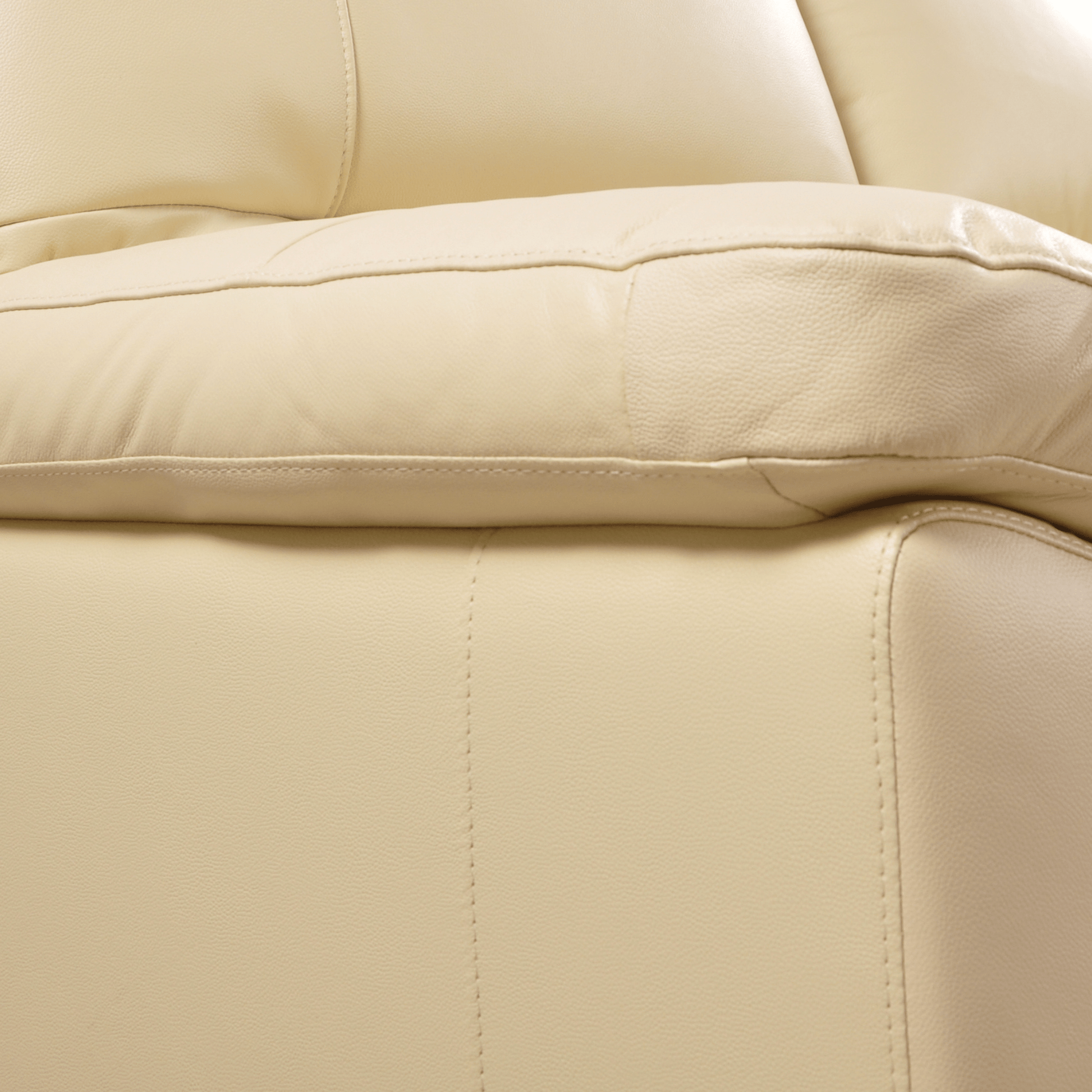 Cream 3-seater sofa close-up view with modern sleek design