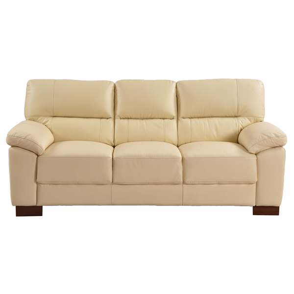 Dalmore Genuine Leather Cream 3 Seater Sofa