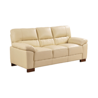 Cream 3-seater sofa angled view on white background with modern sleek design