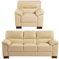 Dalmore Genuine Leather Cream 3+1 Seater Sofa  Set