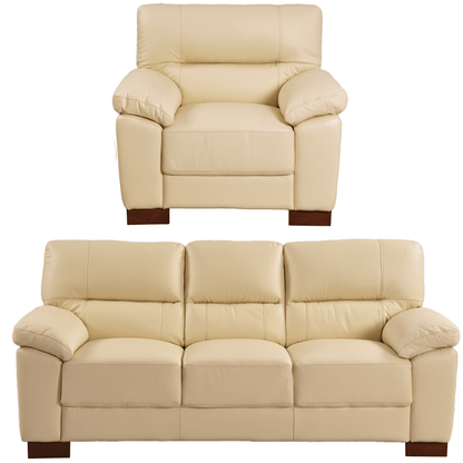 Dalmore Cream 3+1 Sofa Combo – Cream-colored 3 seater sofa and armchair on a white background