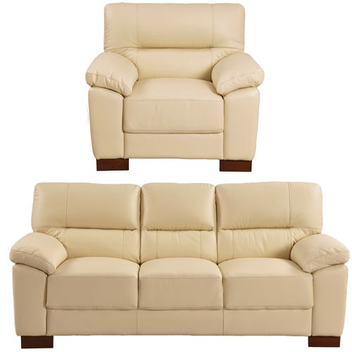 Dalmore Genuine Leather Cream 3+1 Seater Sofa  Set
