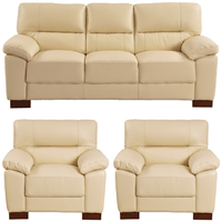 Dalmore Genuine Leather Cream 3+1+1 Seater Sofa Set