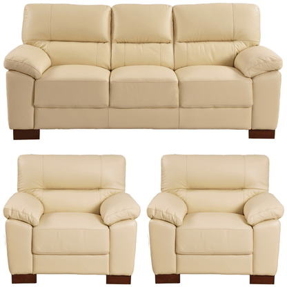 Dalmore Cream 3+1+1 Sofa Combo – 3 seater and two armchairs on a white background