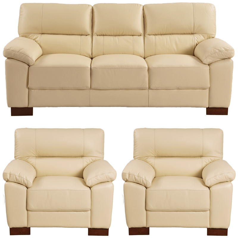Dalmore Cream 3+1+1 Sofa Combo – 3 seater and two armchairs on a white background
