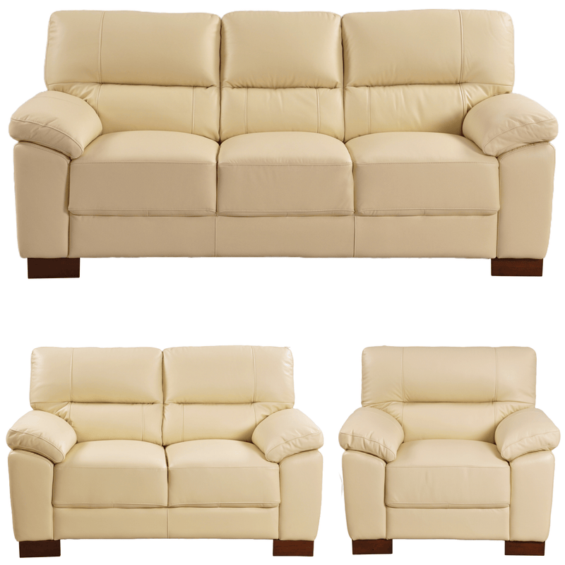 Dalmore Cream 3+2+1 Sofa Combo – Cream-colored 3, 2, and 1 seater sofas on white background