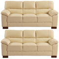 Dalmore Genuine Leather Cream 3+3 Seater Sofa Set