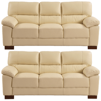 Dalmore Genuine Leather Cream 3+3 Seater Sofa Set