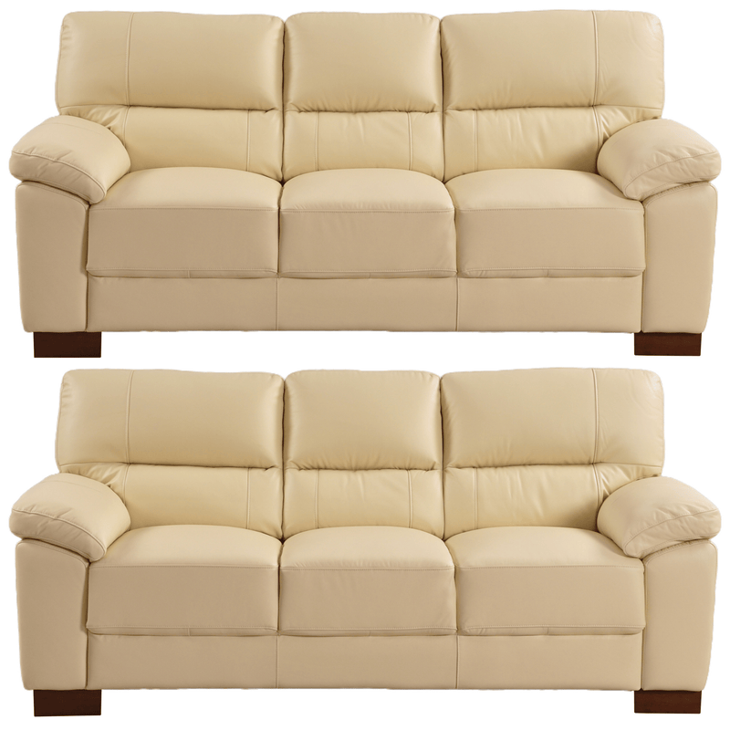 Dalmore Cream 3+3 Sofa Combo – Two cream-colored 3 seater sofas on a white background