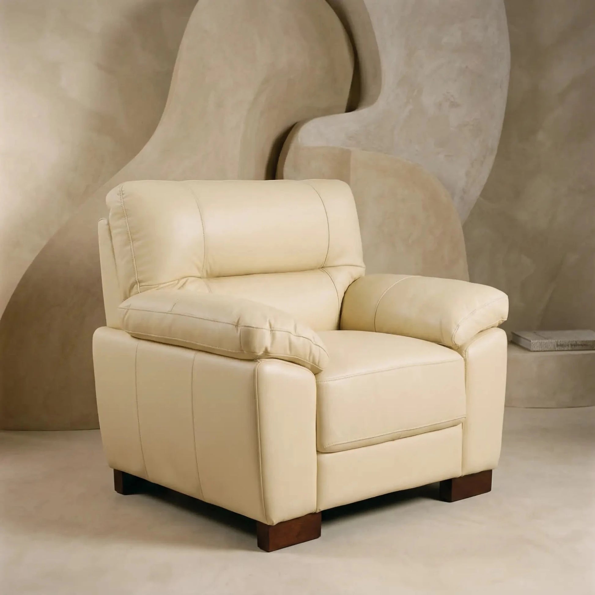 Dalmore Genuine Leather Cream Armchair - Furniture Instore