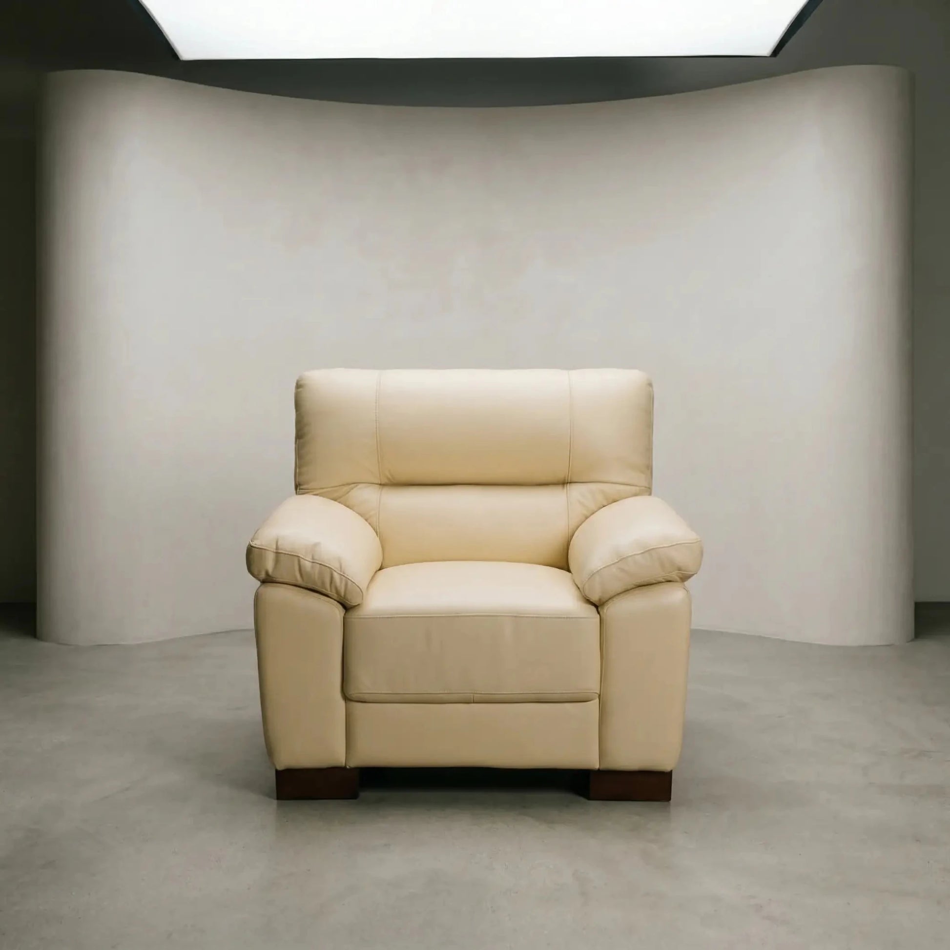 Dalmore Genuine Leather Cream Armchair - Furniture Instore