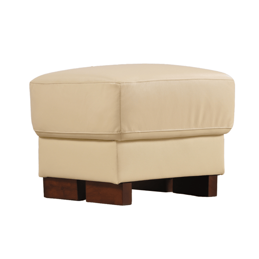 Dalmore Genuine Leather Cream Footstool - Furniture Instore