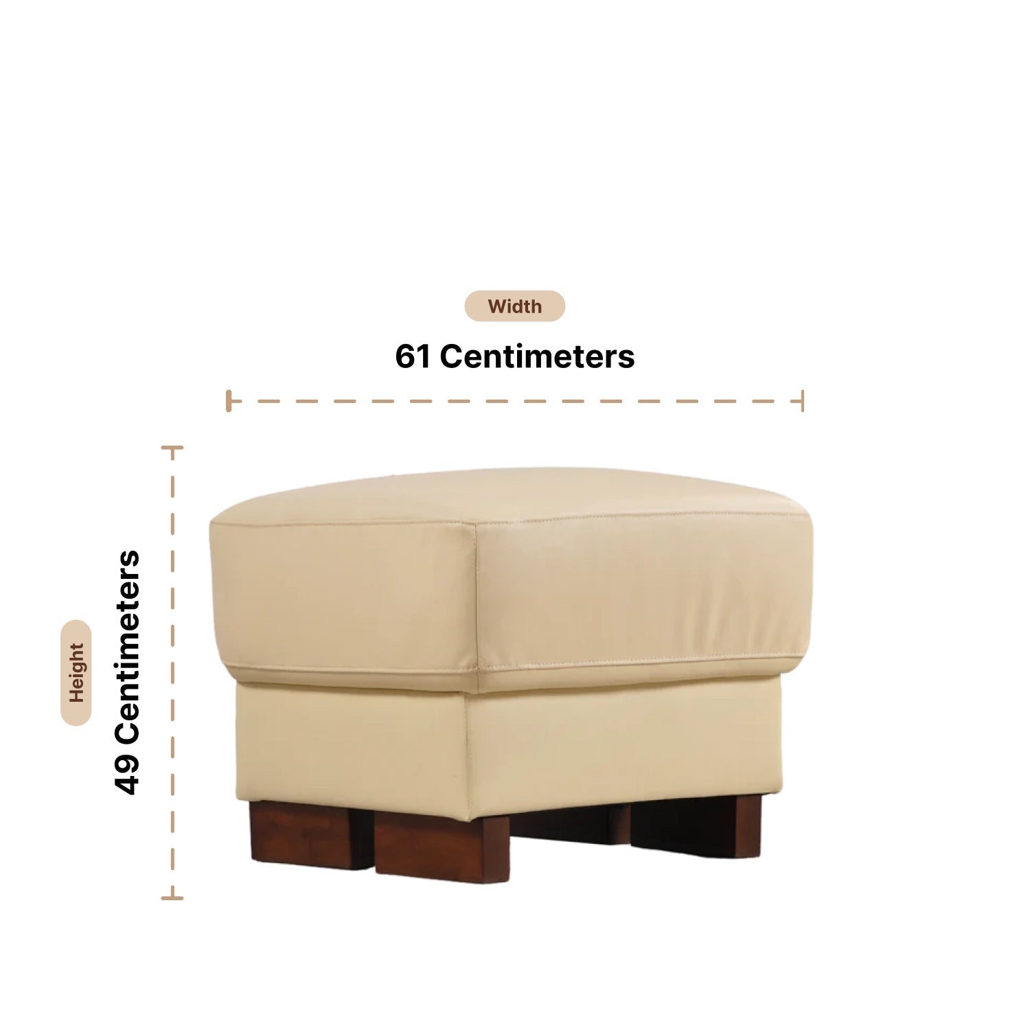 Dalmore Genuine Leather Cream Footstool - Furniture Instore