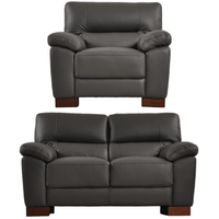 Dalmore Genuine Leather Grey 2+1 Seater Sofa Set