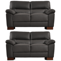 Dalmore Genuine Leather Grey 2+2 Seater Sofa Set