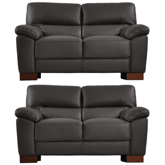 Dalmore Grey 2+2 Sofa Combo – Modern grey fabric set with two 2-seater sofas on white background.