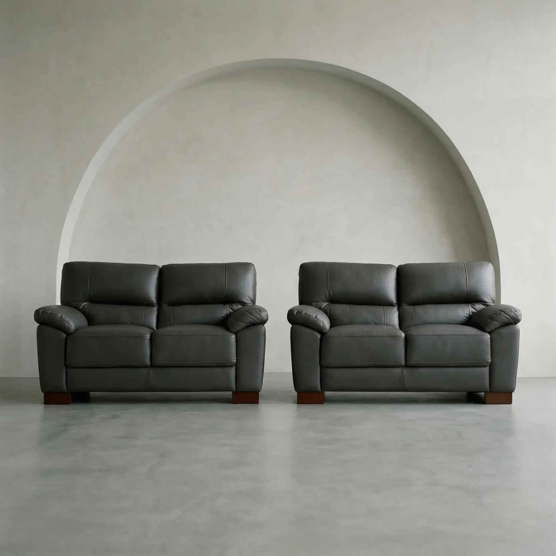 Dalmore Genuine Leather Grey 2+2 Seater Sofa Set - Furniture Instore