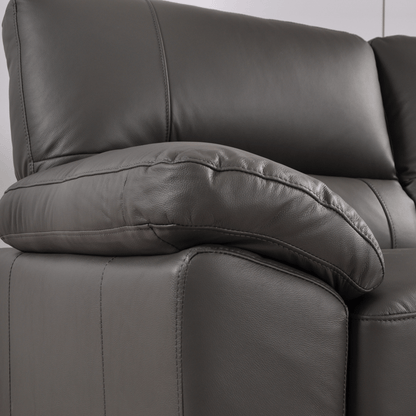 Dalmore Grey 2 Seater Sofa – Close-up highlighting fabric texture and quality stitching in soft grey upholstery.