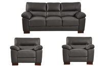 Dalmore Genuine Leather Grey 3+1+1 Seater Sofa Set