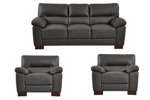 Dalmore Genuine Leather Grey 3+1+1 Seater Sofa Set