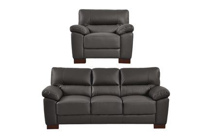 Dalmore Genuine Leather Grey 3+1 Seater Sofa Set