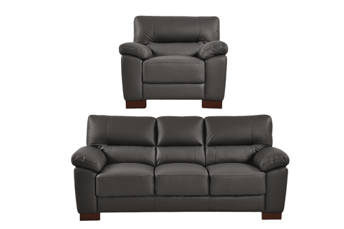 Dalmore Genuine Leather Grey 3+1 Seater Sofa Set