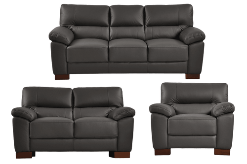Dalmore Genuine Leather Grey 3+2+1 Seater Sofa Set
