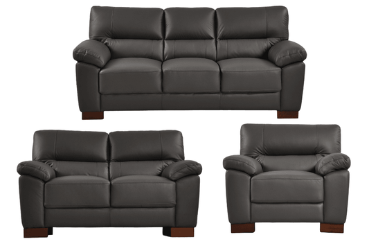 Dalmore Genuine Leather Grey 3+2+1 Seater Sofa Set