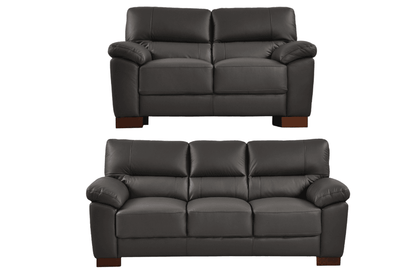 Dalmore Genuine Leather Grey 3+2 Seater Sofa Set