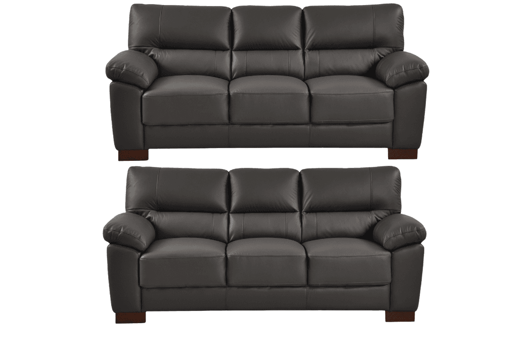 Dalmore Genuine Leather Grey 3+3 Seater Sofa Set