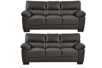 Dalmore Genuine Leather Grey 3+3 Seater Sofa Set