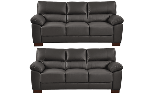 Dalmore Genuine Leather Grey 3+3 Seater Sofa Set