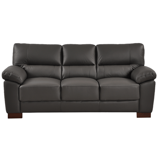Dalmore Genuine Leather Grey 3 Seater Sofa - Furniture Instore