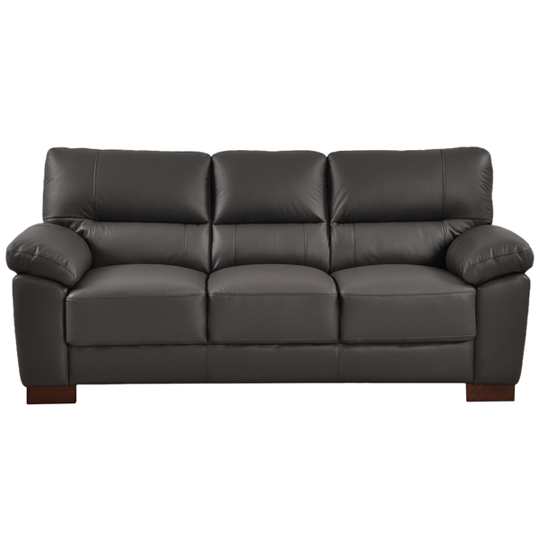 Dalmore Genuine Leather Grey 3 Seater Sofa