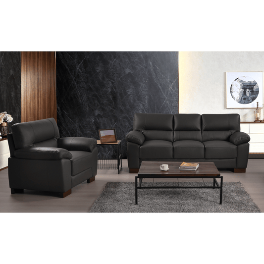 Dalmore Grey 3+1 Sofa Combo – Stylish grey fabric set with 3-seater sofa and armchair in a cozy room setting.