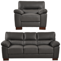 Dalmore Genuine Leather Grey 3+1 Seater Sofa Set