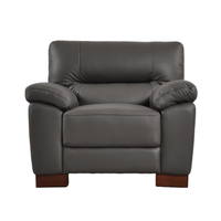 Dalmore Grey Armchair – Front-facing view on white background, showcasing modern design and soft grey upholstery.