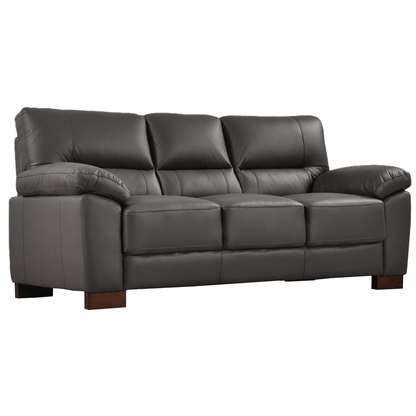 Dalmore Grey 3 Seater Sofa – Angled view on white background, showcasing sleek lines and soft grey upholstery.