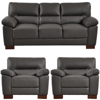 Dalmore Genuine Leather Grey 3+1+1 Seater Sofa Set