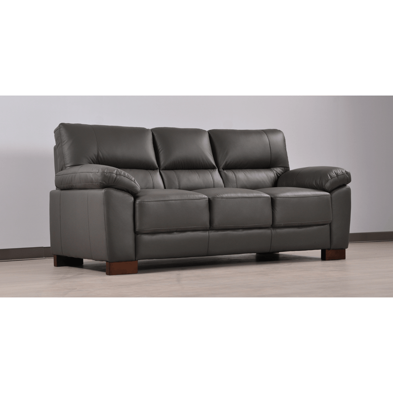 Dalmore Grey 3 Seater Sofa – Angled view in a cozy room setting, featuring plush grey fabric and contemporary design.