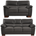 Dalmore Genuine Leather Grey 3+2 Seater Sofa Set