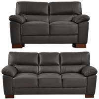 Dalmore Genuine Leather Grey 3+2 Seater Sofa Set