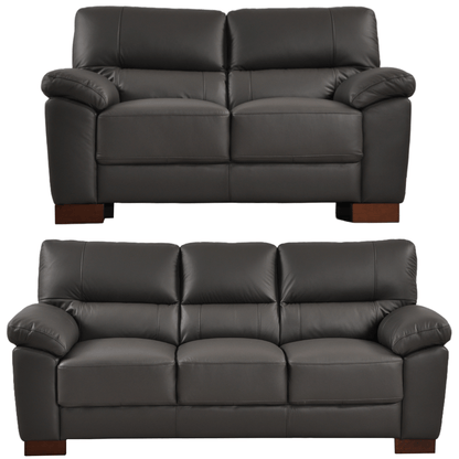 Dalmore Grey 3+2 Sofa Combo – Modern grey fabric set with 3-seater and 2-seater sofas on white background.