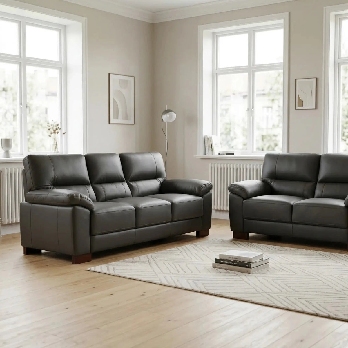 Dalmore Grey Leather 3+2 Sofa Set | Furniture in Store