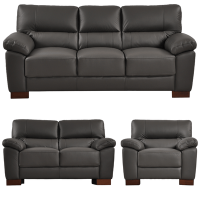 Dalmore Genuine Leather Grey 3+2+1 Seater Sofa Set