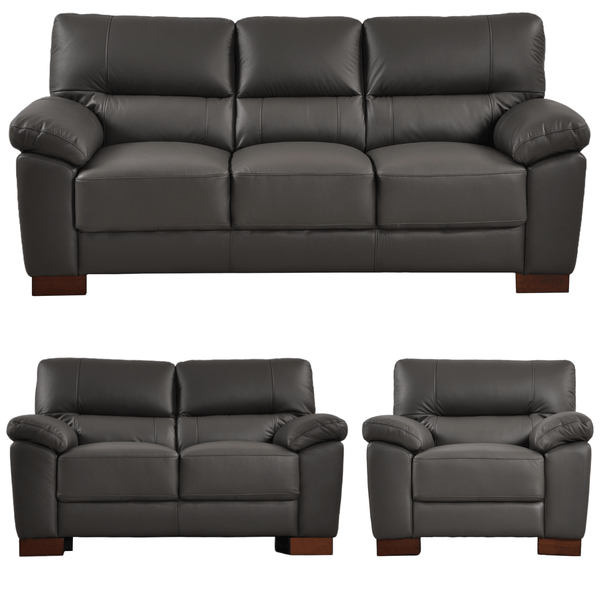 Dalmore Genuine Leather Grey 3+2+1 Seater Sofa Set