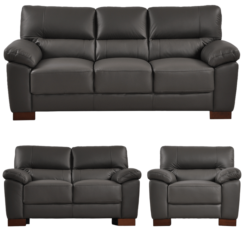 Dalmore Grey 3+2+1 Sofa Combo – Stylish, comfy seating set in grey fabric, shown on white background.
